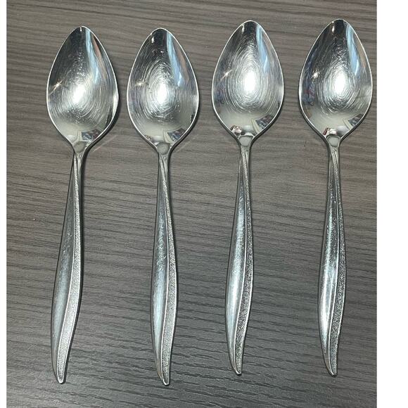 Oneida TEXTURA 6" Oneidacraft Deluxe 4 Teaspoons Stainless Flatware Silver MCM - Picture 1 of 5